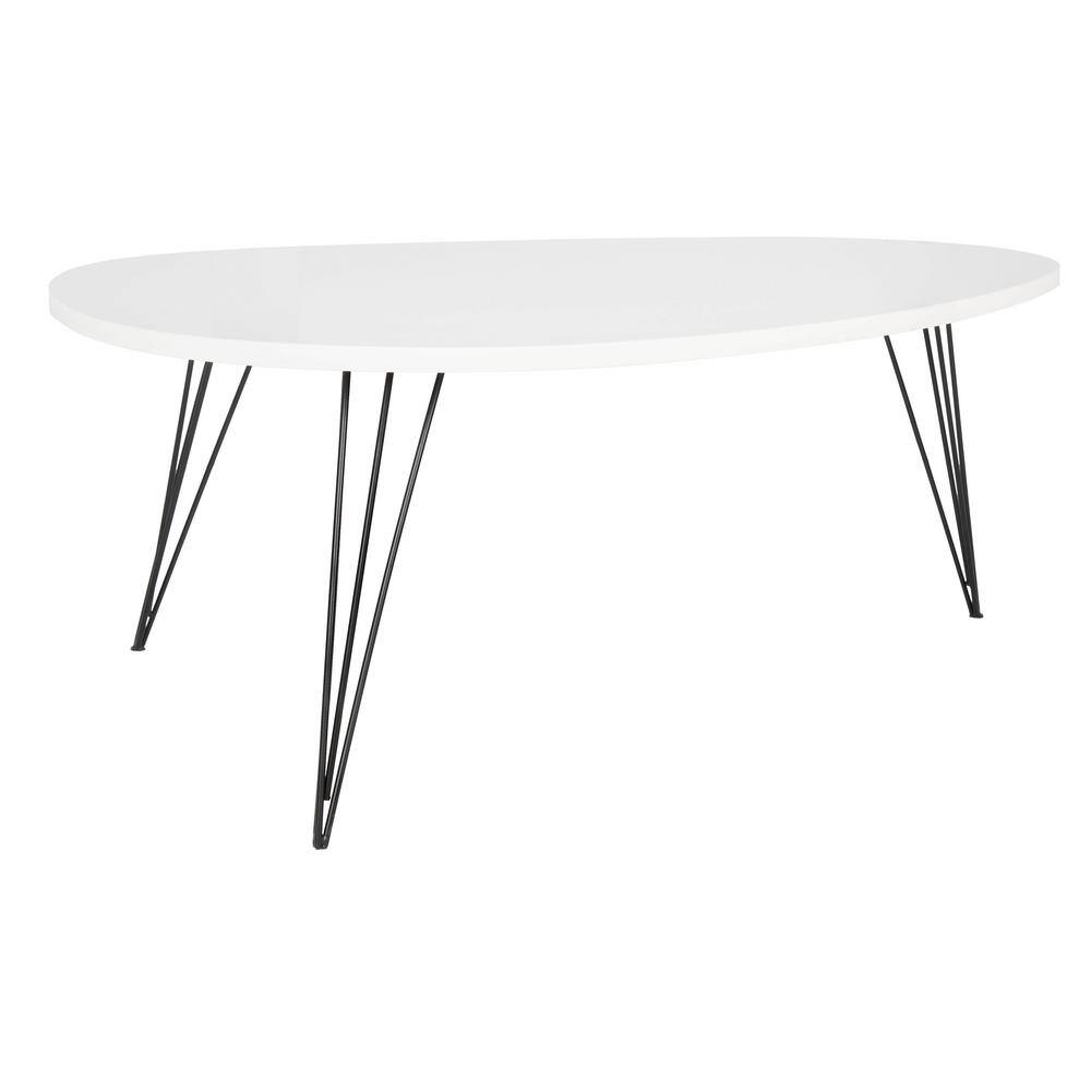Wynton Triangular Black & White Wood Coffee Table - 44"