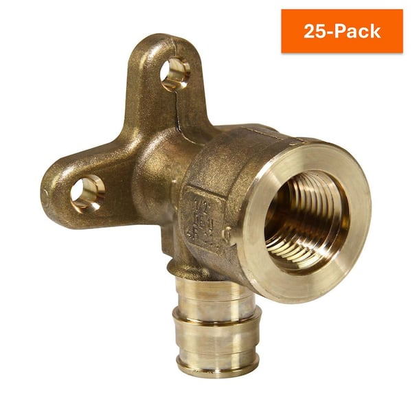 ProPEX 1/2 in. PEX-A Expansion Barb x 3/8 in. FIP Lead-Free Brass 90° Drop Ear Elbow (25-Pack)