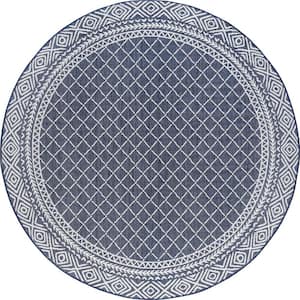 Eco Diamond Navy 8 ft. Round Indoor/Outdoor Area Rug