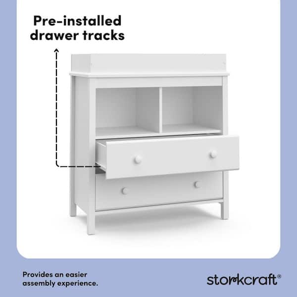 Storkcraft Alpine White 2-Drawer Changing Table Kids Dresser 03662