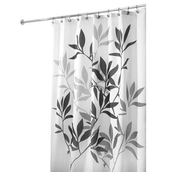 interDesign Leaves Shower Curtain in Black and Gray