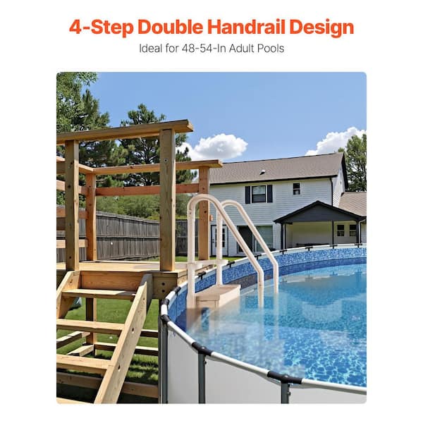 XtremepowerUS 4-Step Pool Ladder - Heavy Duty Above Ground Swimming Entry System (400lb Capacity)