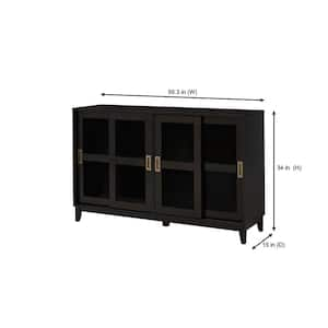 Canonbury Ebony Brown Wood Buffet Table with Glass Doors (55.30 in. W x 34 in. H)