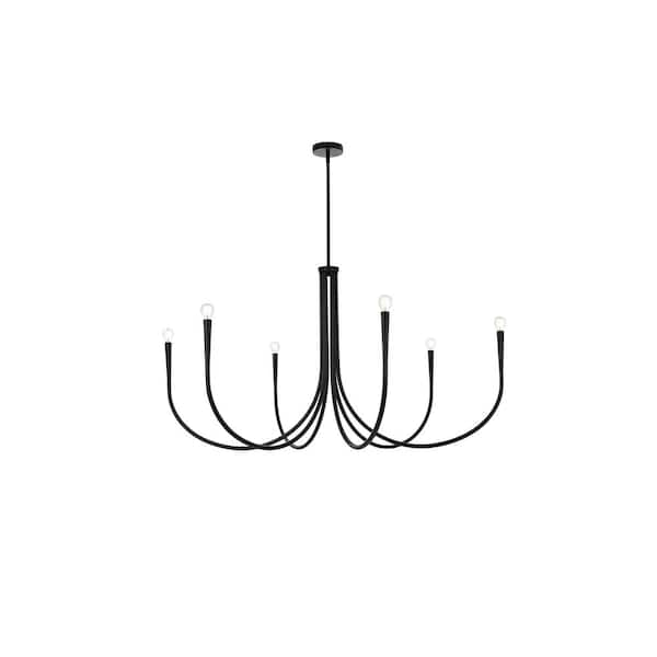 Unbranded 55 in. Home Living 6-Light Black Chandelier with no Bulbs Included