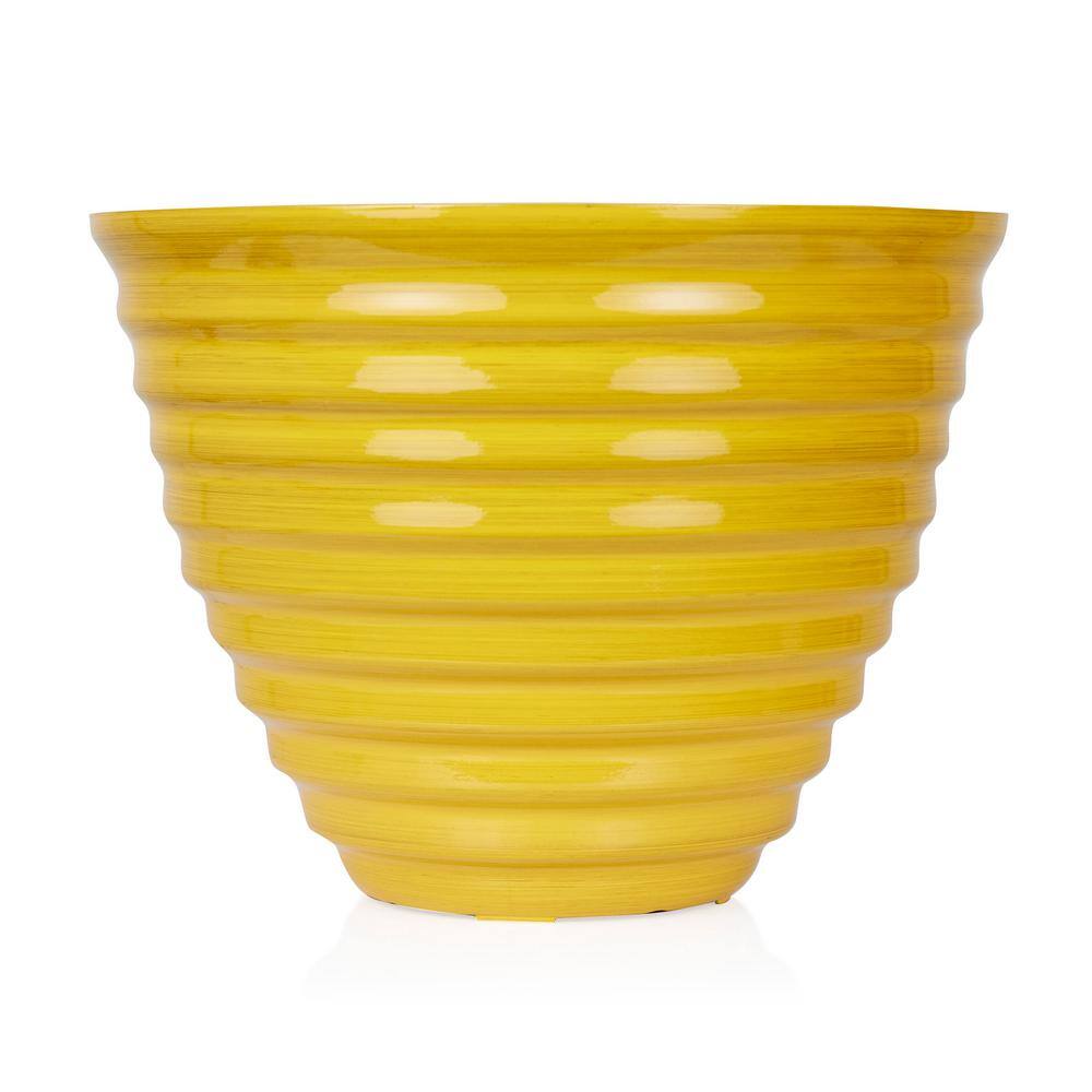 Alpine 16" Yellow Glazed Plastic Indoor/Outdoor Planter