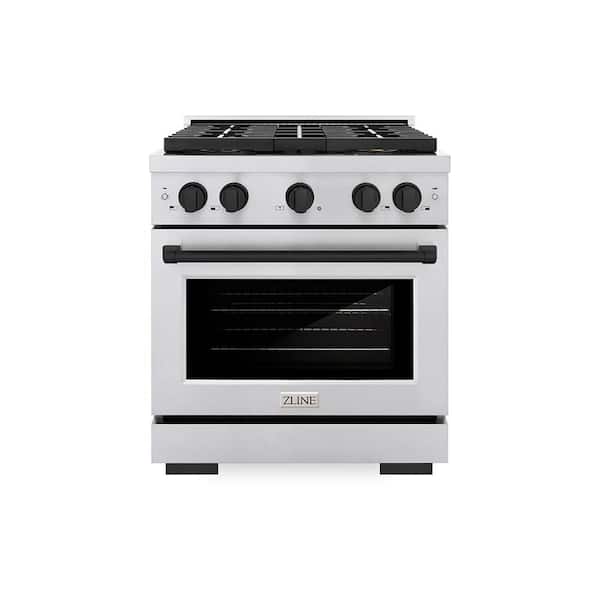 Autograph 30 in. 4.2 cu. ft. Dual Fuel Range with 4-Burner Cooktop and Electric Oven in Stainless with Matte Black