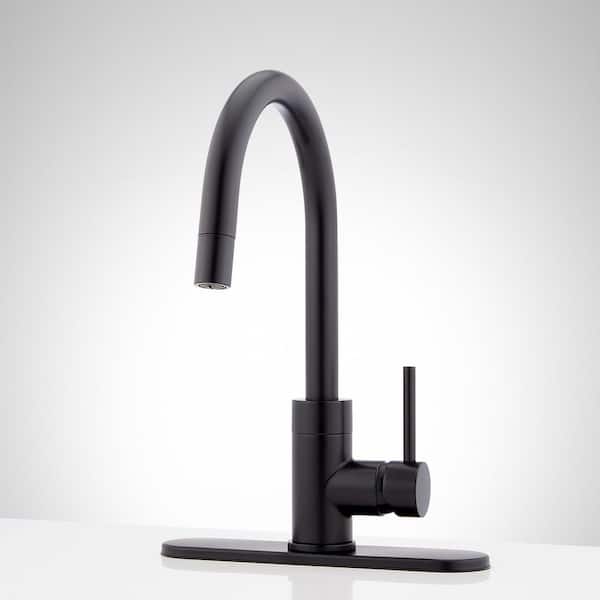 SIGNATURE HARDWARE Ravenel 1-Handle Bar Faucet in Matte Black