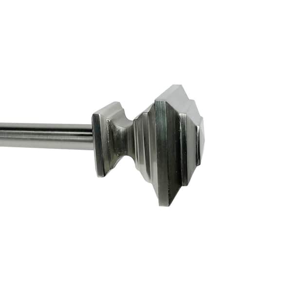 Versailles Home Fashions Industria 30 in. - 78 in. Adjustable Single 3/4 in. Diam. Curtain Rod Set in Brushed Nickel with Stacked Finial