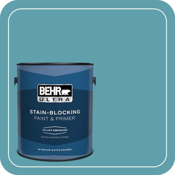 BEHR ULTRA 1 gal. #BIC-53 Turquoise Extra Durable Satin Enamel Interior Paint & Primer