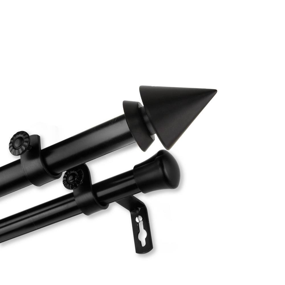 28 in. to 48 in. Adjustable 13/16 in. Bruno Double Curtain Rod in Black