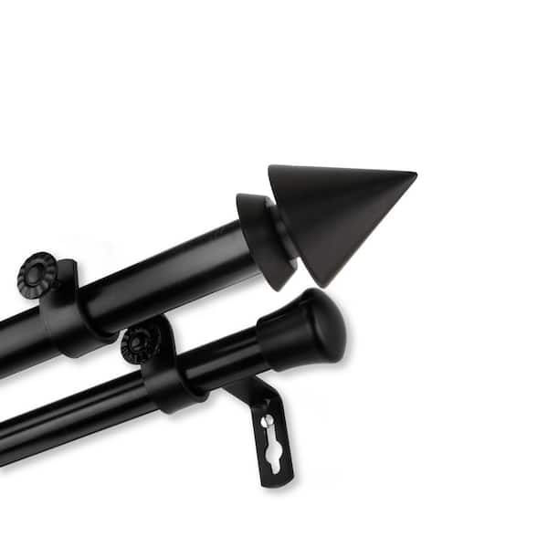 Unbranded 28 in. to 48 in. Adjustable 13/16 in. Bruno Double Curtain Rod in Black