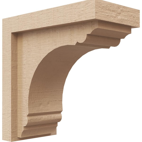 Ekena Millwork 4 in. x 8 in. x 8 in. Series 1 Classic Warren Rough Cedar Woodgrain Timberthane Polyurethane Corbel, Primed Tan