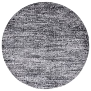 Shivan Grey/Dark Grey 7 ft. x 7 ft. Abstract Geometric Distressed Round Area Rug