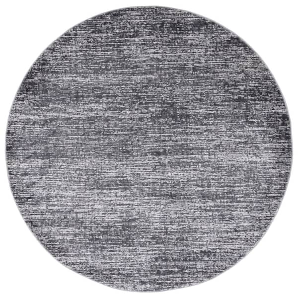 SAFAVIEH Shivan Grey/Dark Grey 7 ft. x 7 ft. Abstract Geometric Distressed Round Area Rug