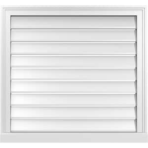 30 in. x 28 in. Vertical Surface Mount PVC Gable Vent: Functional with Brickmould Sill Frame