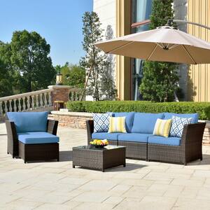 Ovios Rimaru 6 Piece Wicker Outdoor Patio Conversation Seating Set With Denim Blue Cushions Rs503 The Home Depot - Broyhill Outdoor Furniture Replacement Cushion Covers Ovios Rimaru 6 Piece Wicker Outdoor Patio Conversation Seating Set With Denim Blue Cushions Rs503 The Home Depot - Broyhill Outdoor Furniture Replacement Cushion Covers
