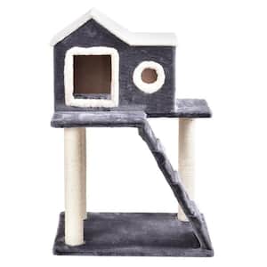 35 in. Dark Gray Play Cat Tree with Scratch Posts