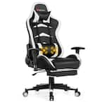 White Gaming Chair Reclining Swivel Racing Office Chair with Footrest