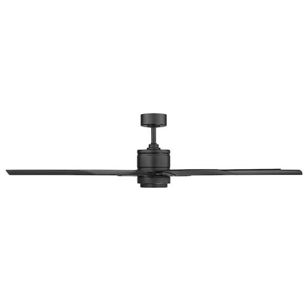 Renegade 66 in. Integrated LED Indoor/Outdoor Matte Black 8-Blade Smart Ceiling Fan with Light Kit and Remote