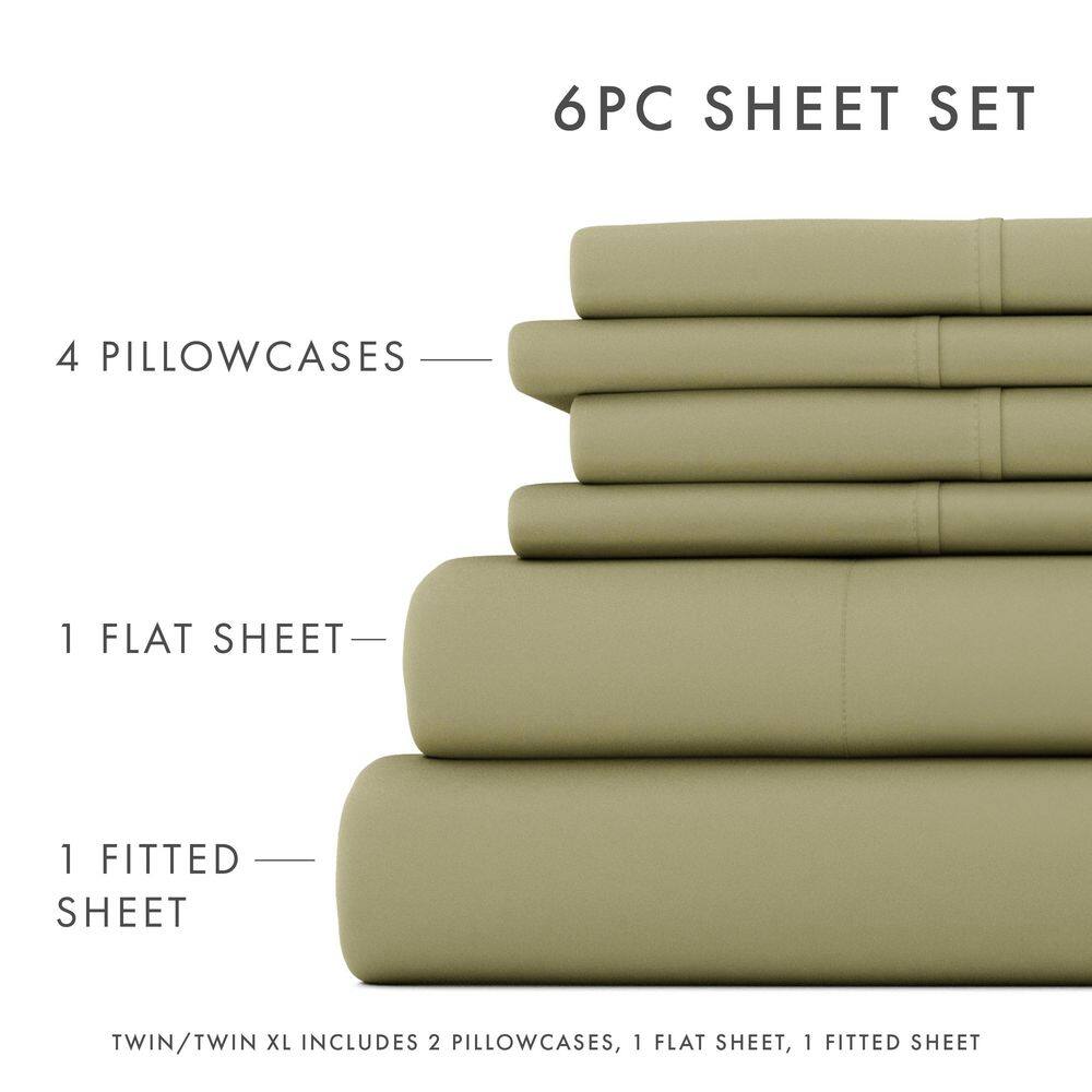 Sage Solid California King Microfiber Bed Sheet Set