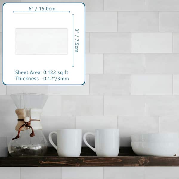 sunwings Subway White 6 in. x 3 in. Peel and Stick Backsplash