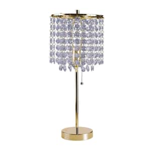 20.25 in. Gold Standard Light Bulb Bedside Table Lamp with Clear Crystal Shade