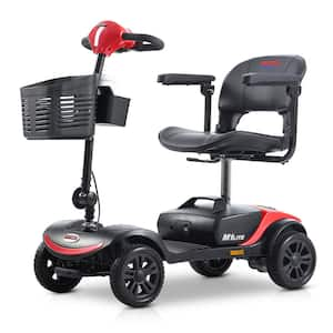 Outdoor 4-Wheel Compact Electric Scooter With 300 W Motor, Smart Electromagnetic Brake, Suitable For 270 Lbs Adults, Red