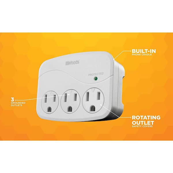 3-Outlet Surge Protector Tap
