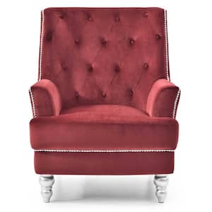 Pamona Burgundy Upholstered Accent Chair
