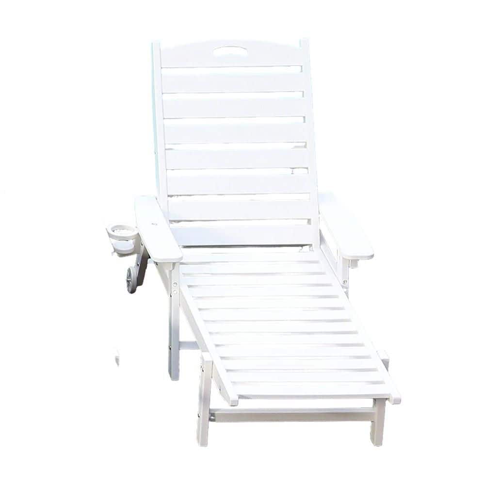 White Plastic Outdoor Chaise Lounge with 4-Position Adjustable Backrest, 400 LBS Load Capacity price history on PriceWatchPro