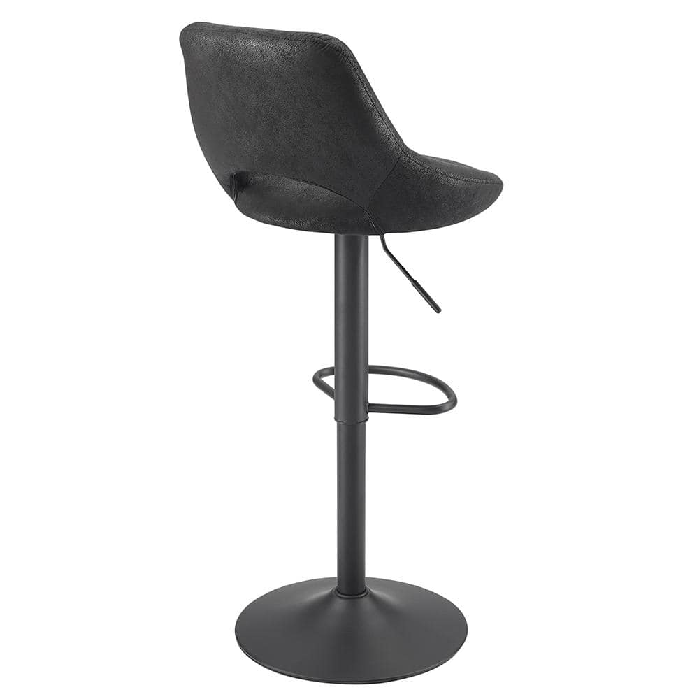 Adjustable Height Swivel Barstools, Set of 2, Black Faux Leather