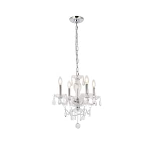 Timeless Home 17 in. L x 17 in. W x 18 in. H 4-Light Chrome with Clear Crystal Contemporary Pendant