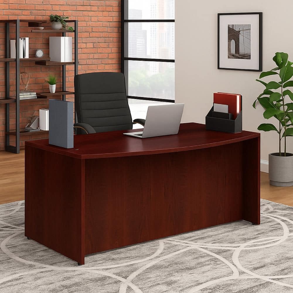 Benjara Pery 41 in. Rectangle Mahogany Red Wood Office Desk