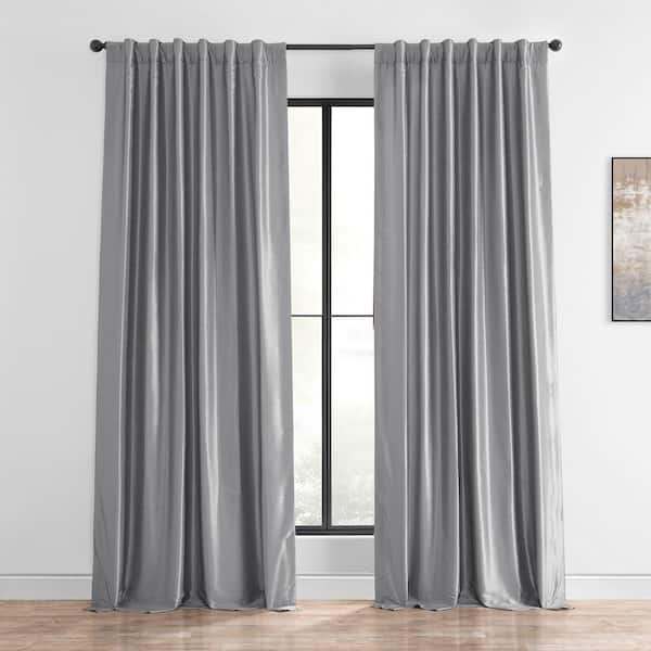 Exclusive Fabrics & Furnishings Storm Grey Solid Rod Pocket Room Darkening Curtain - 50 in. W x 120 in. L (1 Panel)