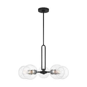 Codyn 5-Light Midnight Black Medium Chandelier with Clear Glass Shades