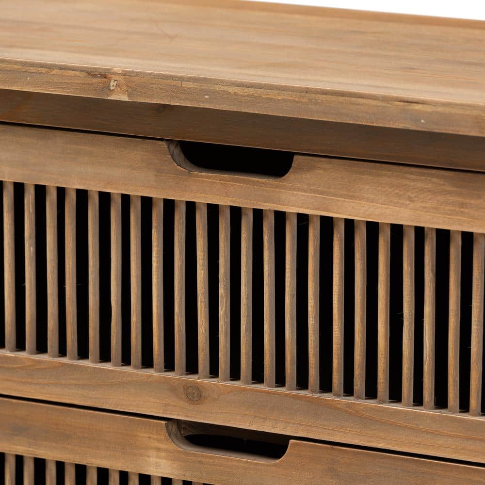 Clement Medium Oak 3-Drawer Wood Spindle Chest