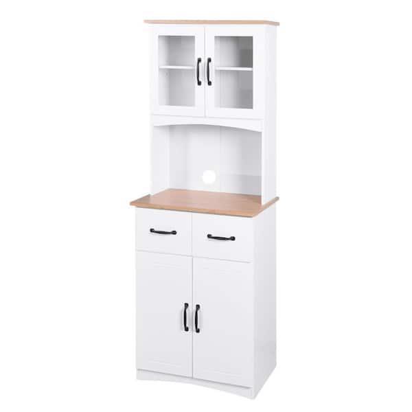 Aoibox 15.75 in. D × 23.62 in. W × 66.90 in. H Wood Kitchen Pantry Storage Cabinet with Doors, Drawer, Ready to Assemble, White
