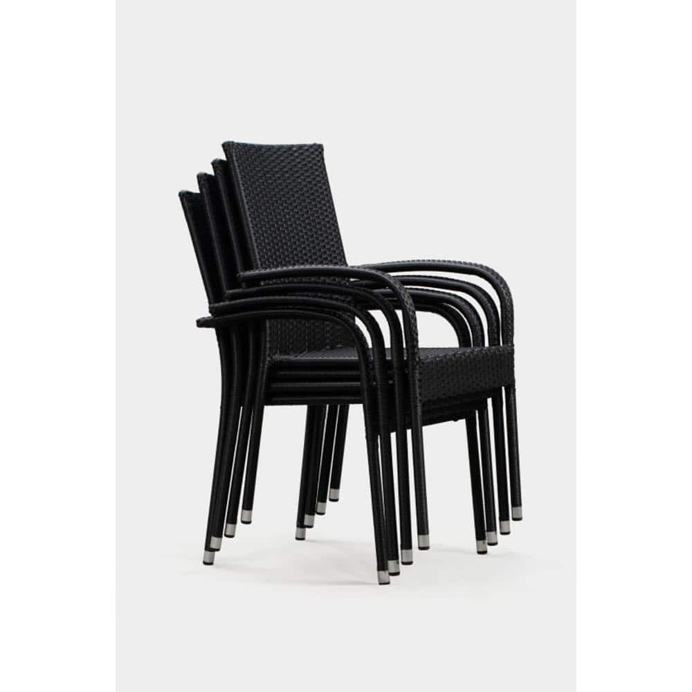 Morgan Black Wicker Outdoor Dining Chair Set of 4