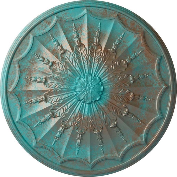 Ekena Millwork 27-1/8 in. x 2-5/8 in. Artis Urethane Ceiling, Copper Green Patina