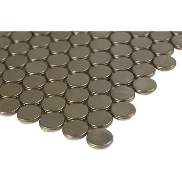 Ivy Hill Tile Silver Penny Round 12 In, Stainless Steel Penny Round Tile