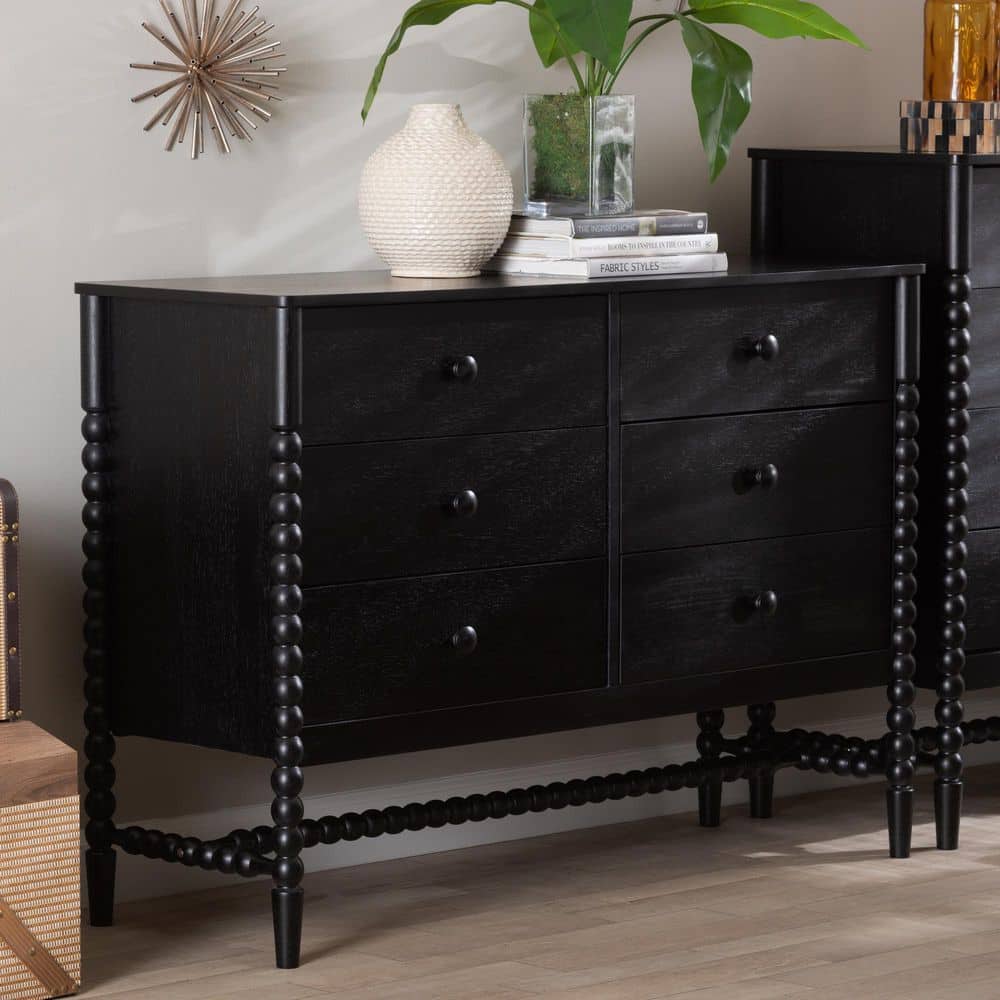 baxton studio luminescence wood contemporary upholstered dresser black Brantley 6-Drawer 49.8 in. 272-14806-HD Størrelse:XS The Reid dresser is Button Ups XXTAXN Womens Sexy Square