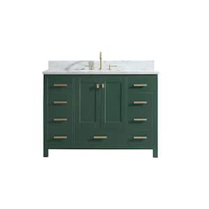 Eileen 48in.W X22in.DX35.4 in.H Bathroom Vanity in Green with Marble Stone Vanity Top in White with Single White Sink