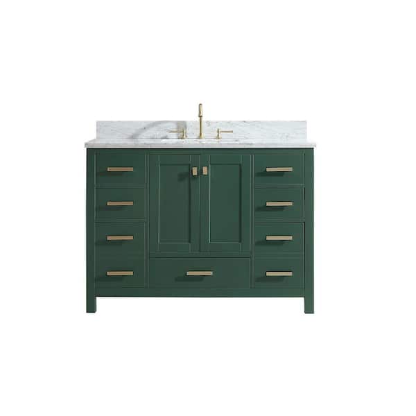 Eileen 48in.W X22in.DX35.4 in.H Bathroom Vanity in Green with Marble Stone Vanity Top in White with Single White Sink