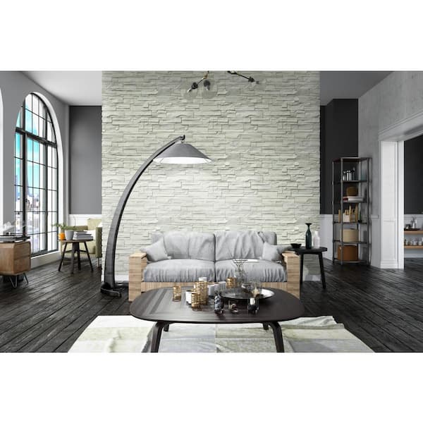 Earthecho 9 in. W x  in. L Natural Feather White Manufactured Stone Flat Siding