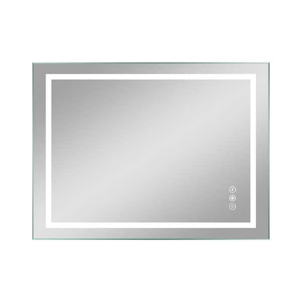 Unbranded 48 in. W x 36 in. H Large Rectangular Frameless Anti-Fog Wall Bathroom Vanity Mirror in Silver