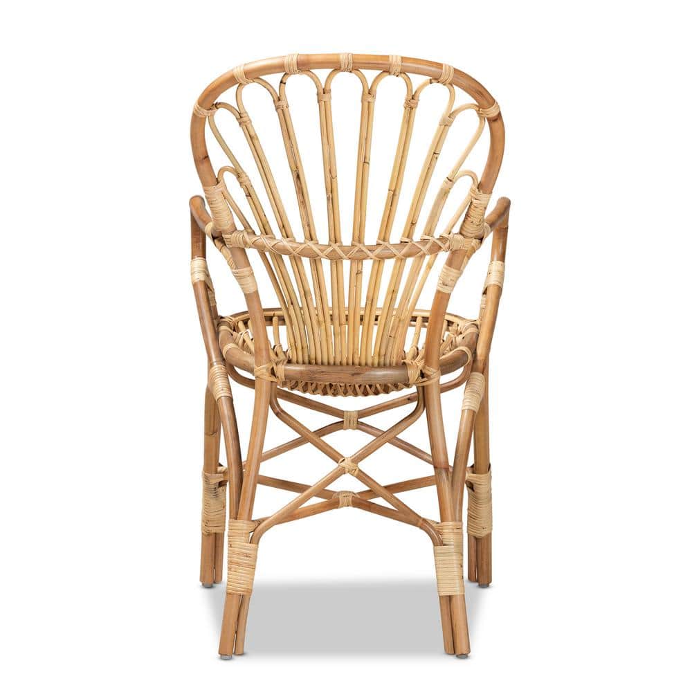 Sheraton Handmade Rattan Armchair with Woven Detailing - Brown