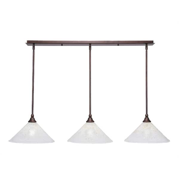 Unbranded Livingston 100-Watt 3 Light Bronze, Linear Pendant Light with 12 in. Gold Ice Glass Shades No Bulbs Included