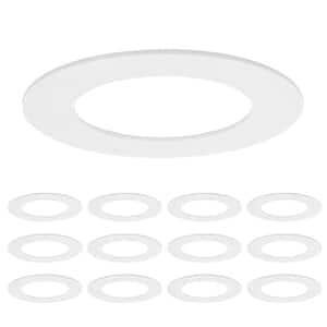 4 in. Goof Rings for Recessed Lights, Can or Canless Downlight Trim Ring, White (12-Pack)