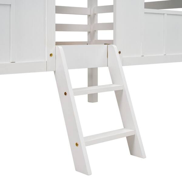 Harper & Bright Designs WhiteTwin Size Low Loft House Bed Harper & Bright Designs WhiteTwin Size Low Loft House Bed