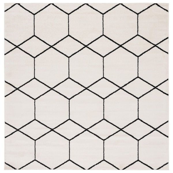 Tulum 7 ft. x 7 ft. Ivory/Black Geometric Modern Square Area Rug